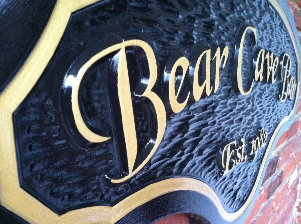 Bar sign with est. date - Man Cave  (MC5) - The Carving Company