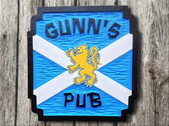 Custom Carved Pub Sign with Scottish Lion (BP41) - The Carving Company