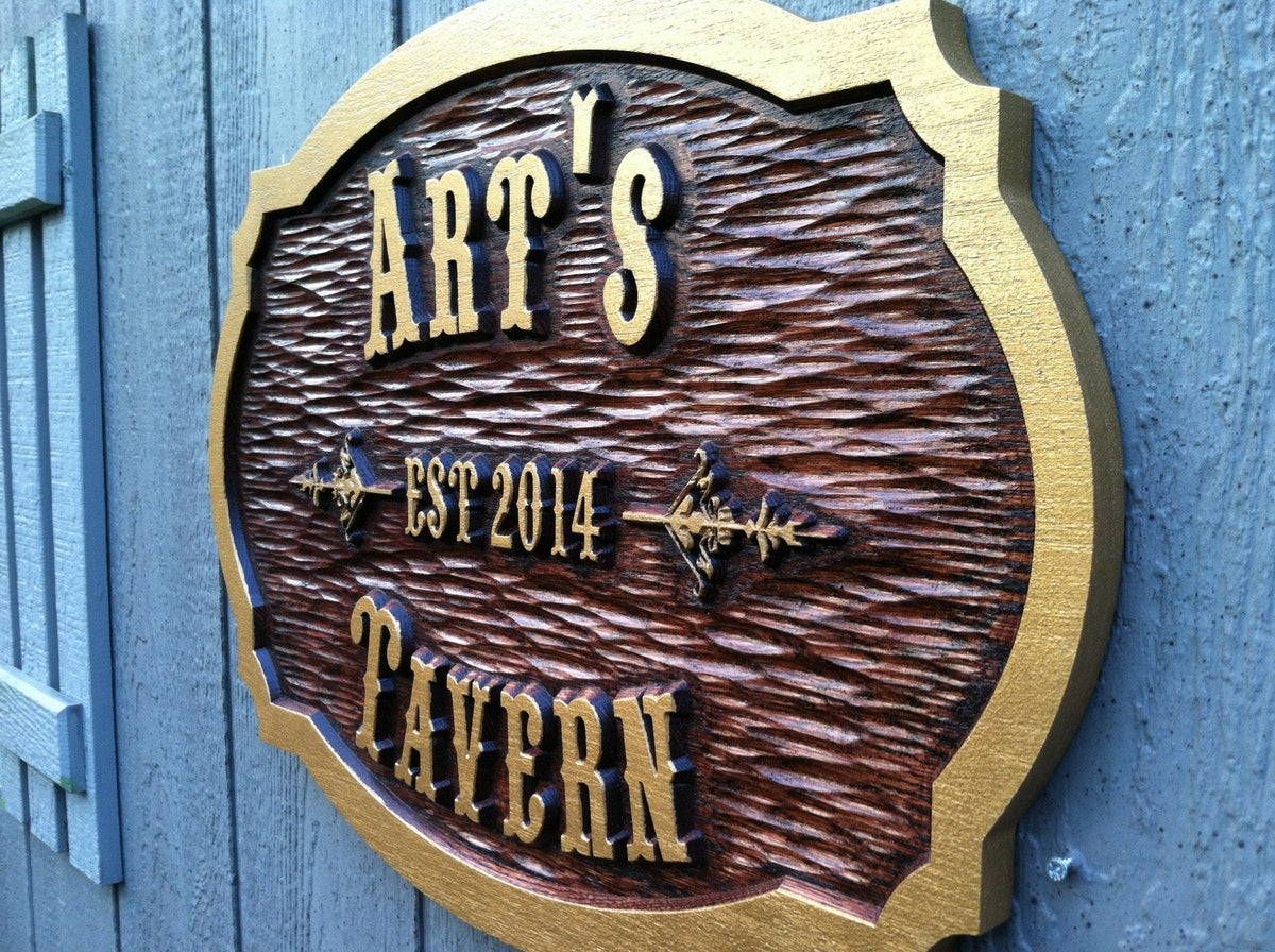 Customized Carved Oak Tavern pub - Bar Sign (BP40) - The Carving Company