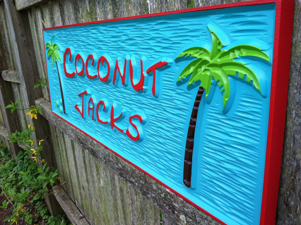 Caribbean theme sign the coconut trees 
