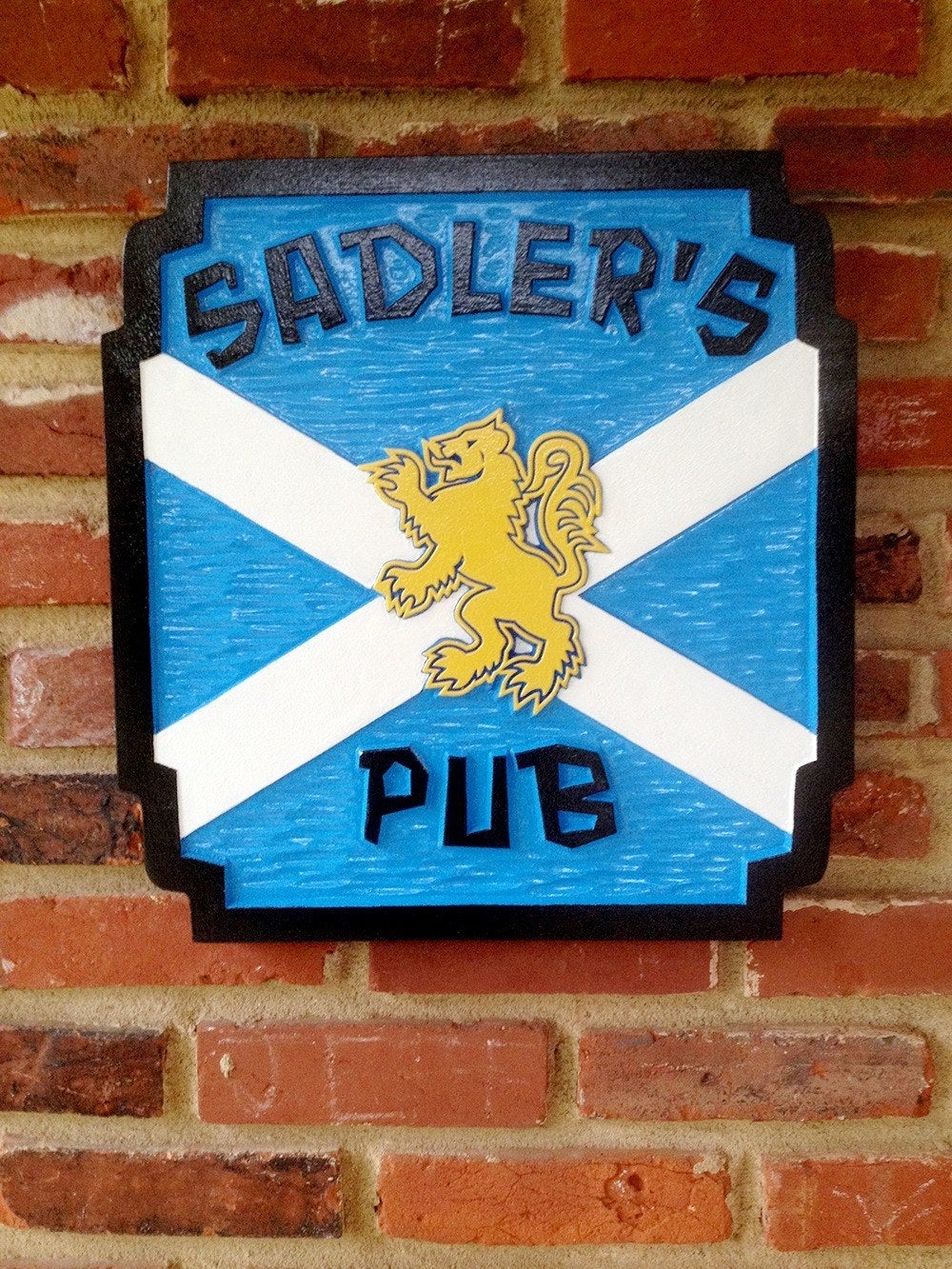 Personalize your Scottish Bar or Pub Sign - Custom Scottish flag sign - Custom Carved Signs (BP17) - The Carving Company