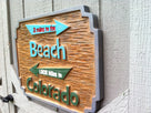 Cedar Carved Beach Sign with directional arrows  (S4) - The Carving Company