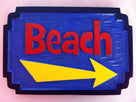 Carved Beach sign with directional arrow (S9) - The Carving Company
