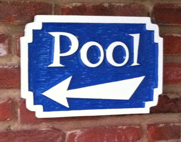 Carved Pool Sign - With Directional Arrow – The Carving Company