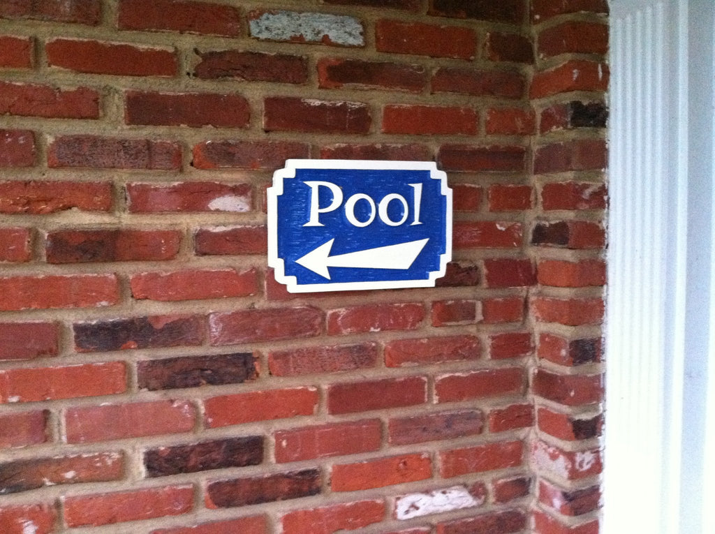 Carved Pool Sign - With Directional Arrow – The Carving Company