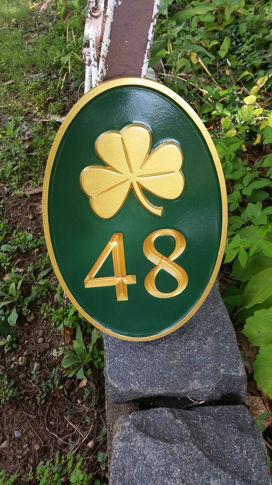 Carved Street Address plaque - House number with whale or other stock image (A85) - The Carving Company