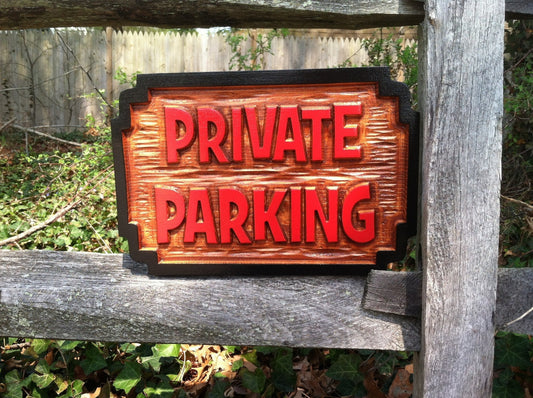 Carved Cedar Private Parking - No Parking - Carved Wood Sign (B68) - The Carving Company