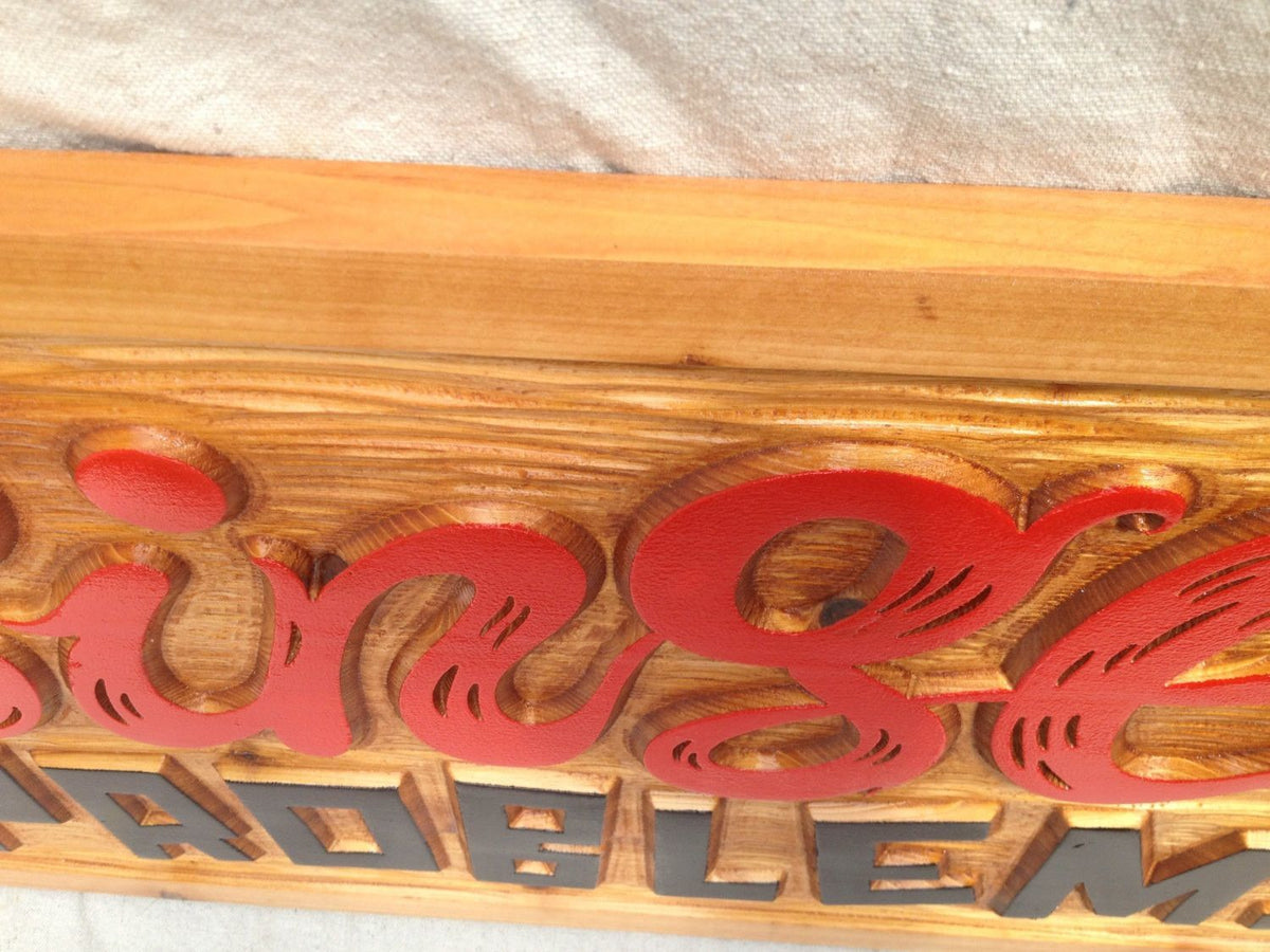 Custom Carved Cedar Business Sign (B30) - The Carving Company