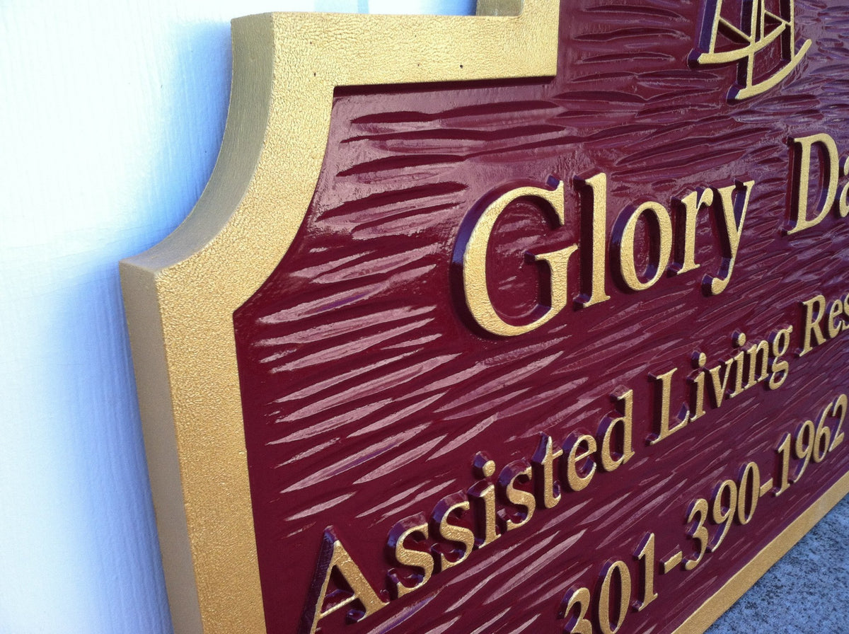 Custom Business Sign with Arched Top and Scalloped Corners (B6) - The Carving Company