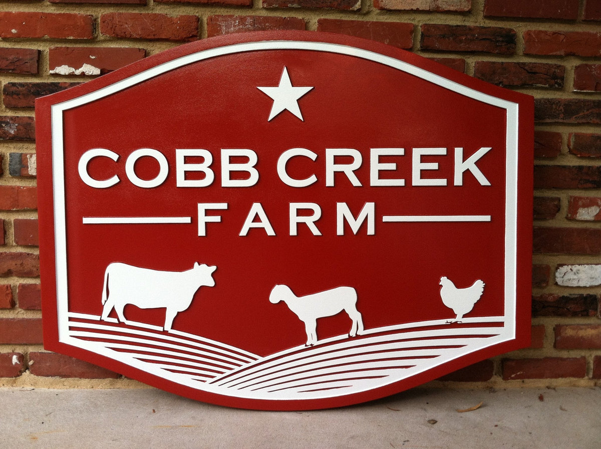 Custom Carved Business Sign - For Farm (B24) - Estate Sign - The Carving Company