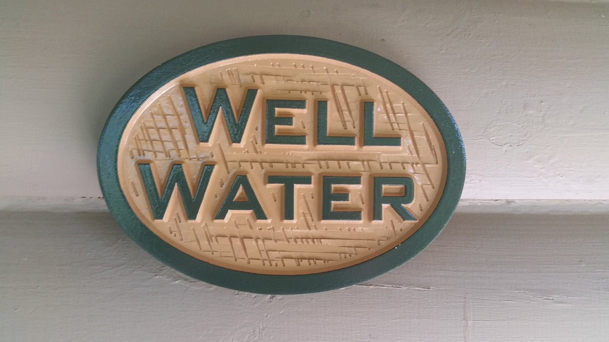 Carved Well Water notice Plaque- Irrigation Sign (LN24) - The Carving Company