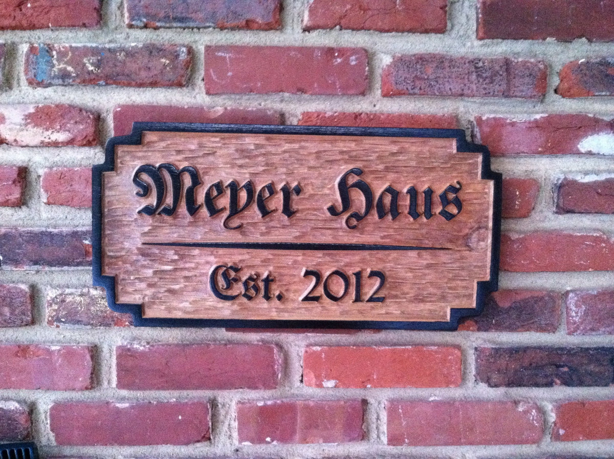 Custom carved wood German theme established sign (LN14) - The Carving Company