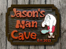 Man Cave Sign with Neanderthal Man and est date (MC3) - The Carving Company