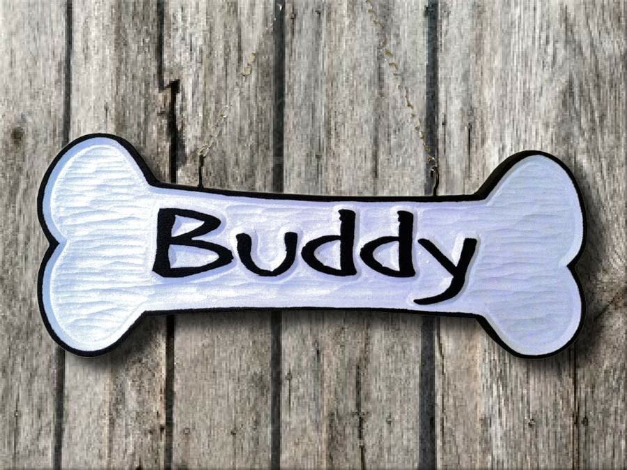 Personalized and Carved Pet Name Bone Sign  (P3) - The Carving Company