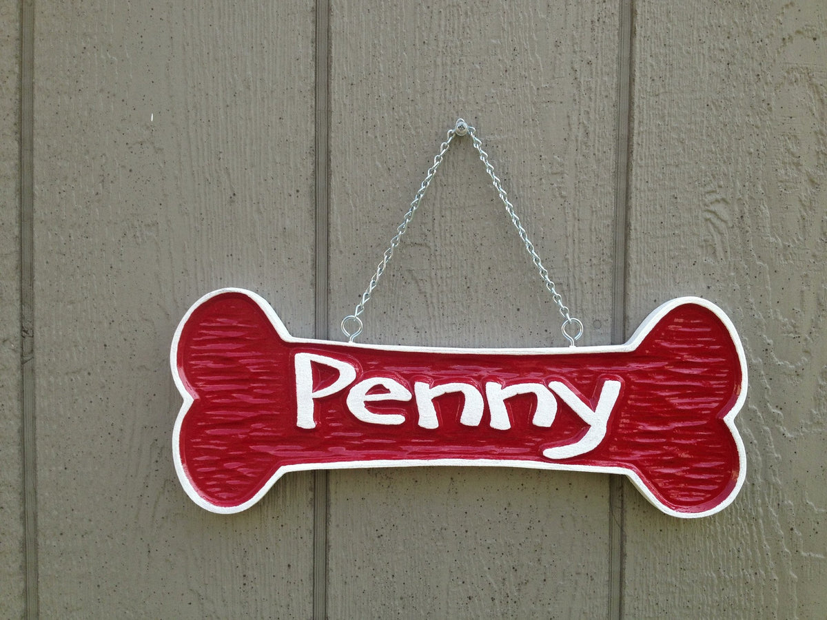 Personalized and Carved Pet Name Bone Sign  (P3) - The Carving Company