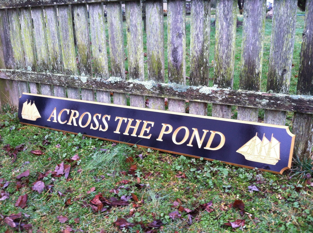 Custom Carved Quarterboard sign with sailing ships  (Q7) - The Carving Company
