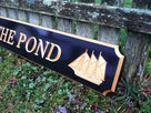 Custom Carved Quarterboard sign with sailing ships  (Q7) - The Carving Company