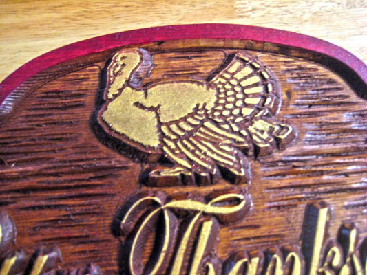 Happy Thanksgving Centerpiece - Carved Wood Sign (H4) - The Carving Company