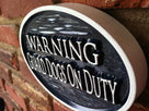 Warning guard dogs on duty sign relief carved easy to read