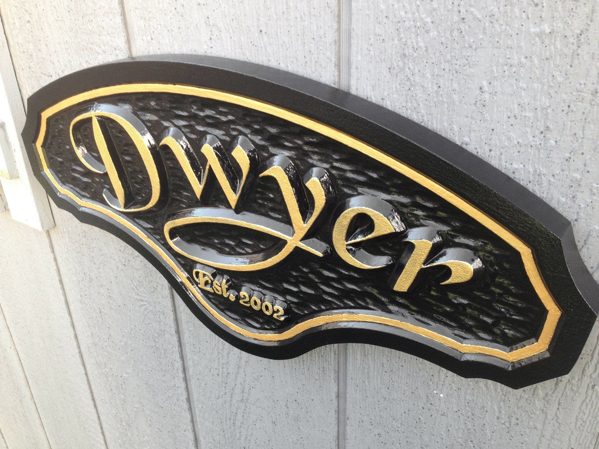 Custom Carved Last Name Sign with Established year - Classy (LN4) - The Carving Company