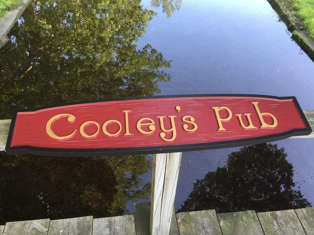 Custom Carved Painted Cedar Pub Sign  (BP60) - The Carving Company