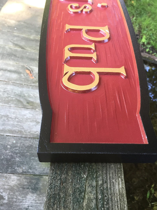 Custom Carved Painted Cedar Pub Sign  (BP60) - The Carving Company