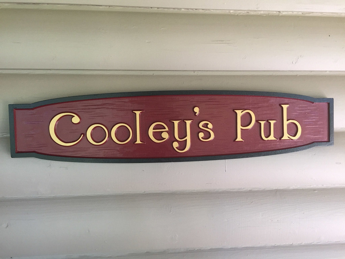 Custom Carved Painted Cedar Pub Sign  (BP60) - The Carving Company