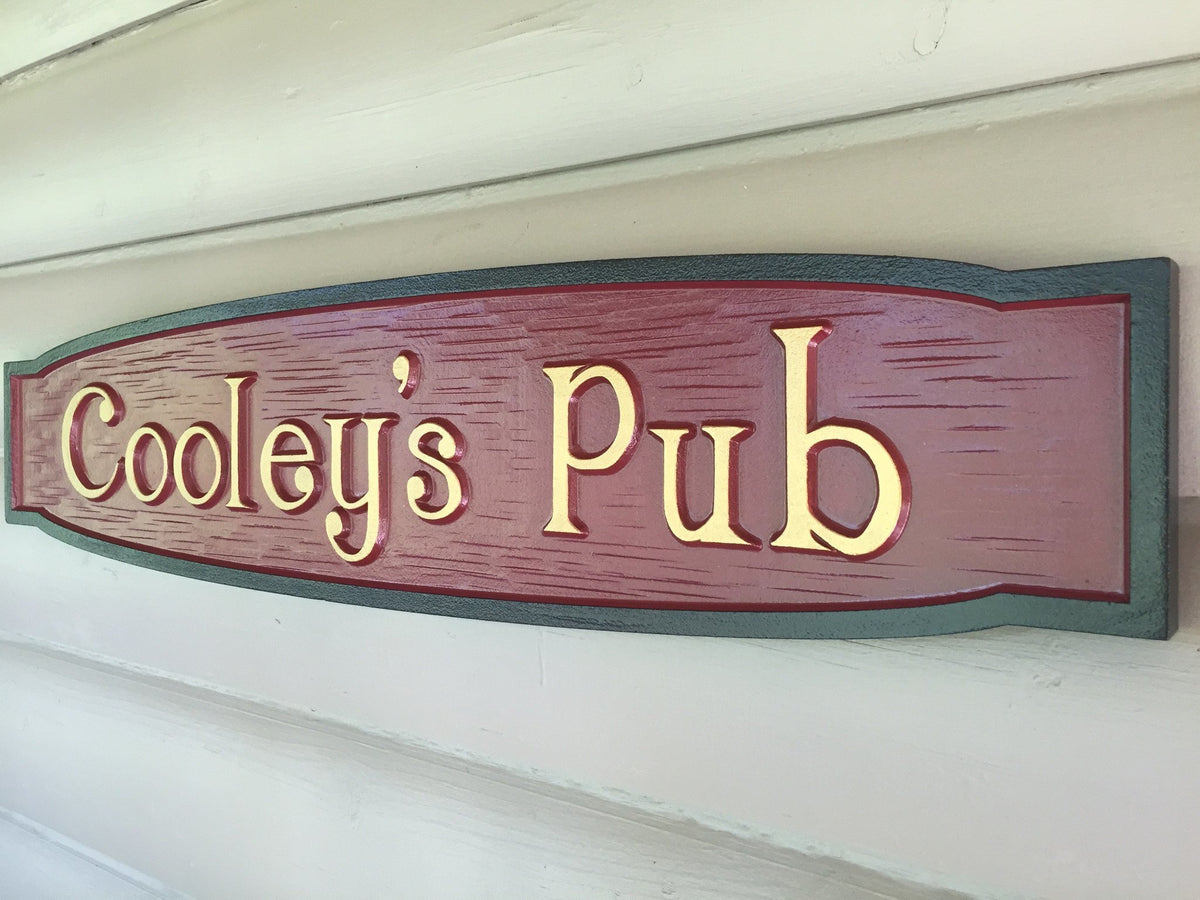 Custom Carved Painted Cedar Pub Sign  (BP60) - The Carving Company