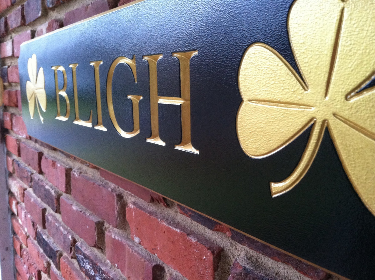 Personalized Family Name Quarterboard - Last Name - Shamrocks (Q9) - The Carving Company