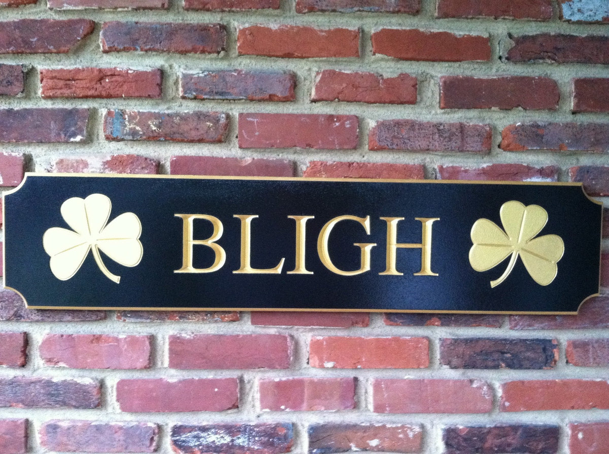 Personalized Family Name Quarterboard - Last Name - Shamrocks (Q9) - The Carving Company