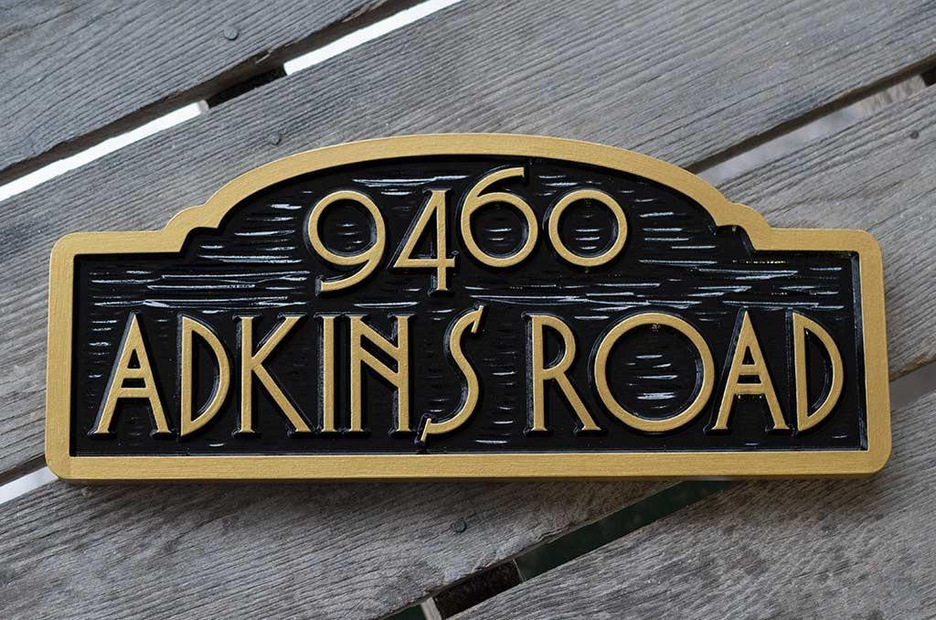 Arched top House number sign with Street Address (A91) - The Carving Company