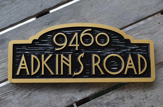 Arched top House number sign with Street Address (A91) - The Carving Company