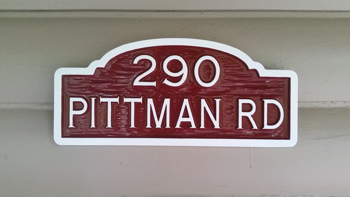 Arched top House number sign with Street Address (A91) - The Carving Company