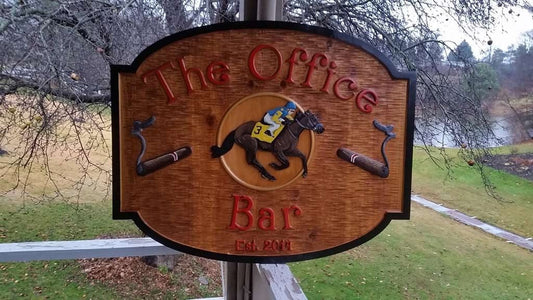 Custom Carved Bar Sign for Home or Office (BP54) - The Carving Company