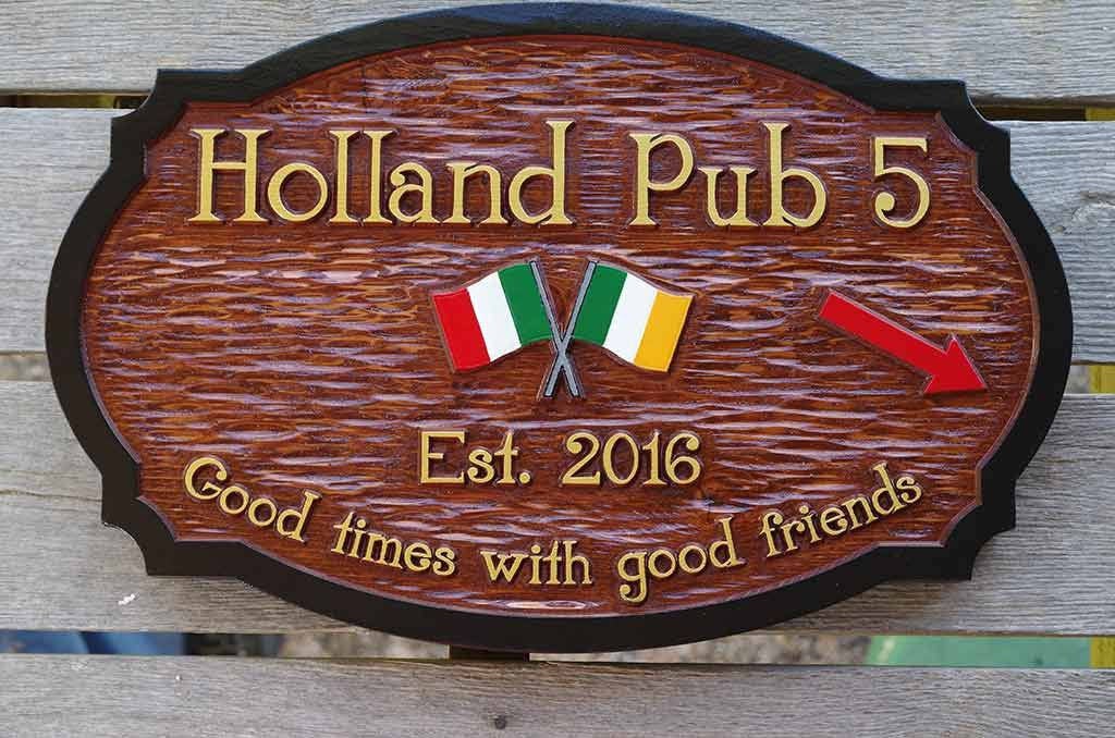 Custom Carved Cedar Wood Bar Sign - Design your own (BP53) - The Carving Company