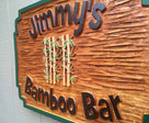 Custom Carved Cedar Wood Bar Sign with Bamboo image- Design your own (BP48) - The Carving Company