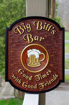 Custom Carved Cedar Pub Sign with Custom Image and tag line (BP26) - The Carving Company