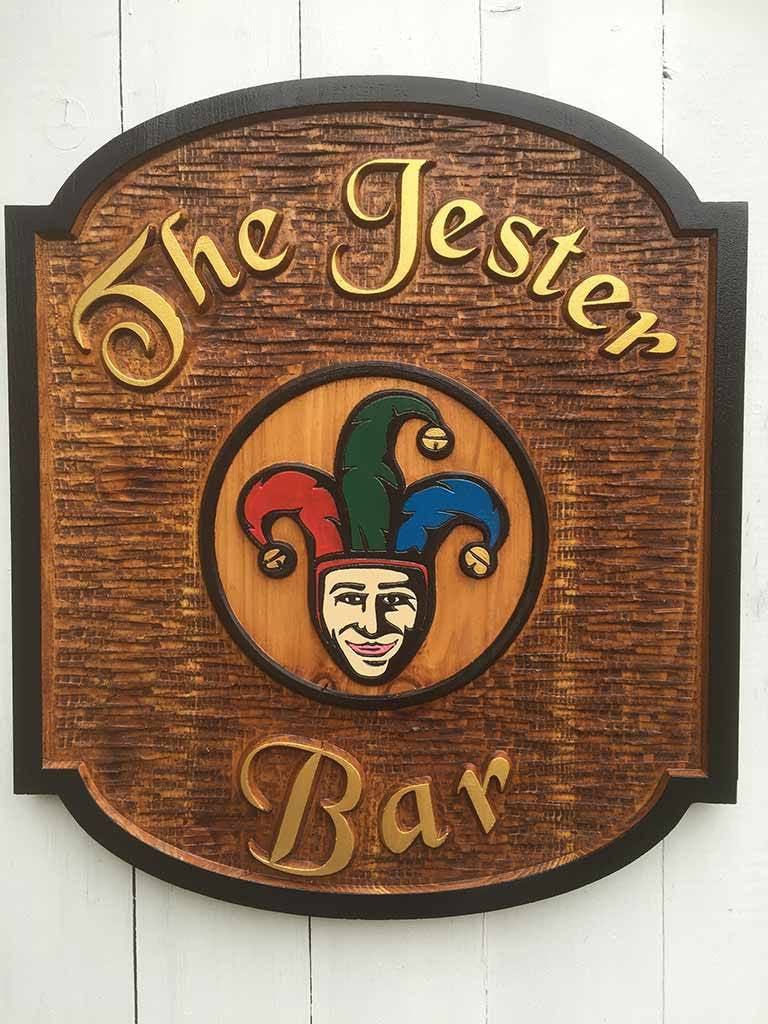 Custom Carved Wood sign for Bar, Pub or Tavern with Jester or other image (BP49) - The Carving Company
