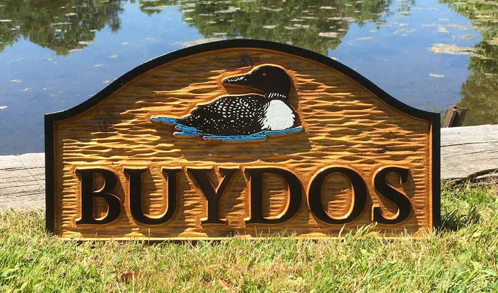 Loon themed Custom Carved Family Name sign - Personalized (LN35) - The Carving Company