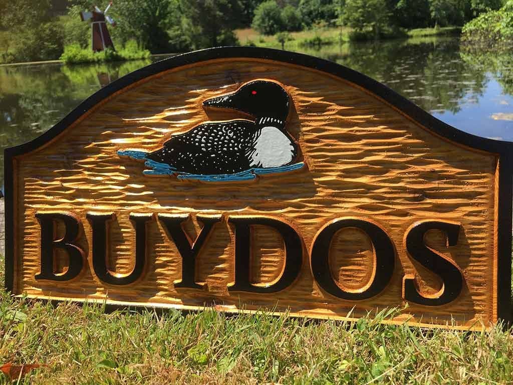 Loon themed Custom Carved Family Name sign - Personalized (LN35) - The Carving Company