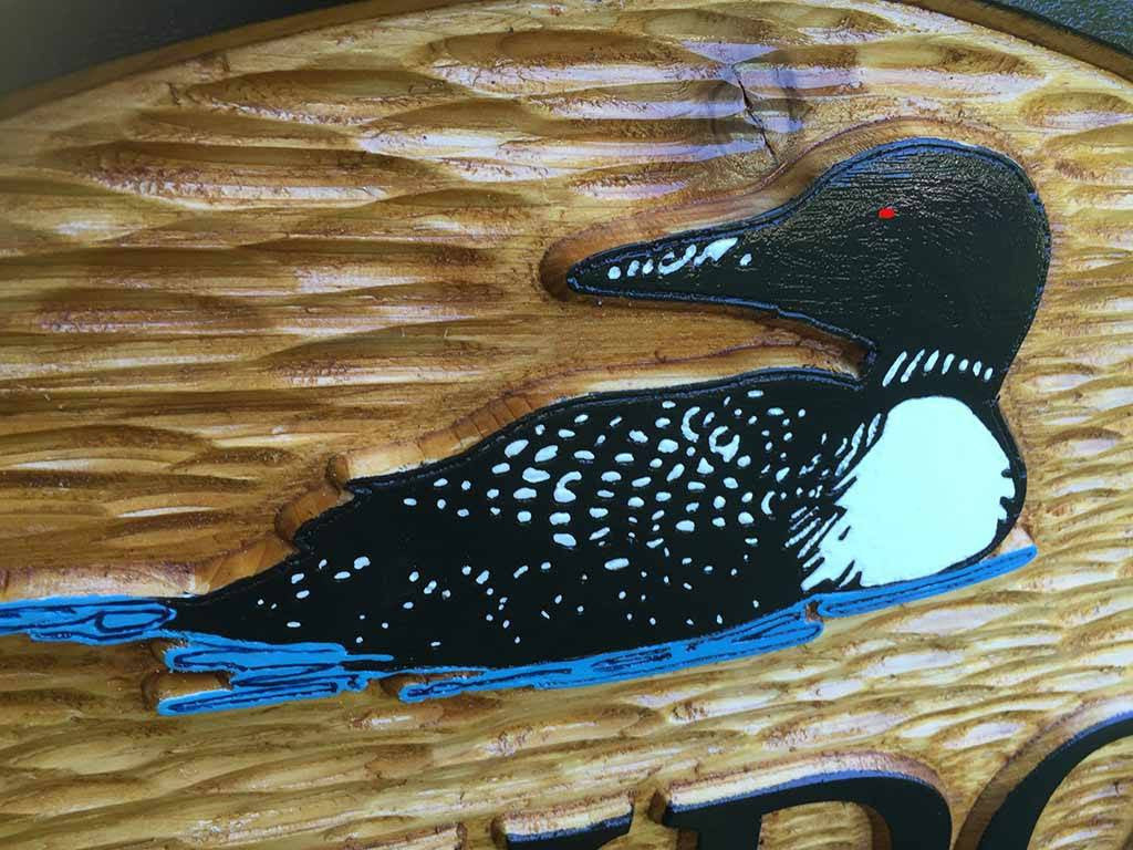 Loon themed Custom Carved Family Name sign - Personalized (LN35) - The Carving Company