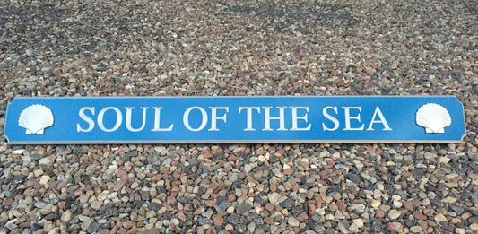 Soul of the sea quarterboard painted blue and silver