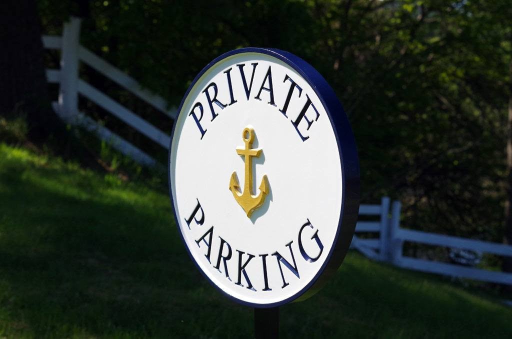 Parking Lot Signs with image - Customized for Business - Carved (B75) - The Carving Company