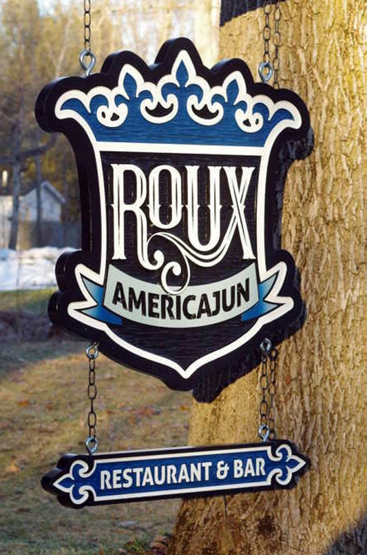 Restaurant Sign Custom Carved Double hung