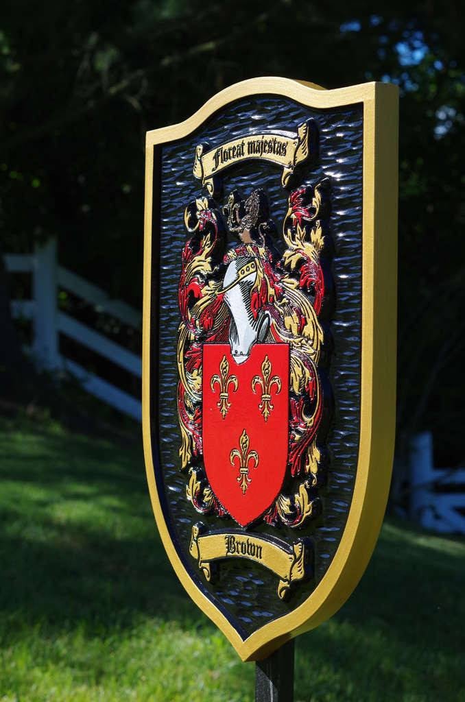 Crest Sign Rectangle Custom Family Crest Sign - Coat of arms – The Carving Company