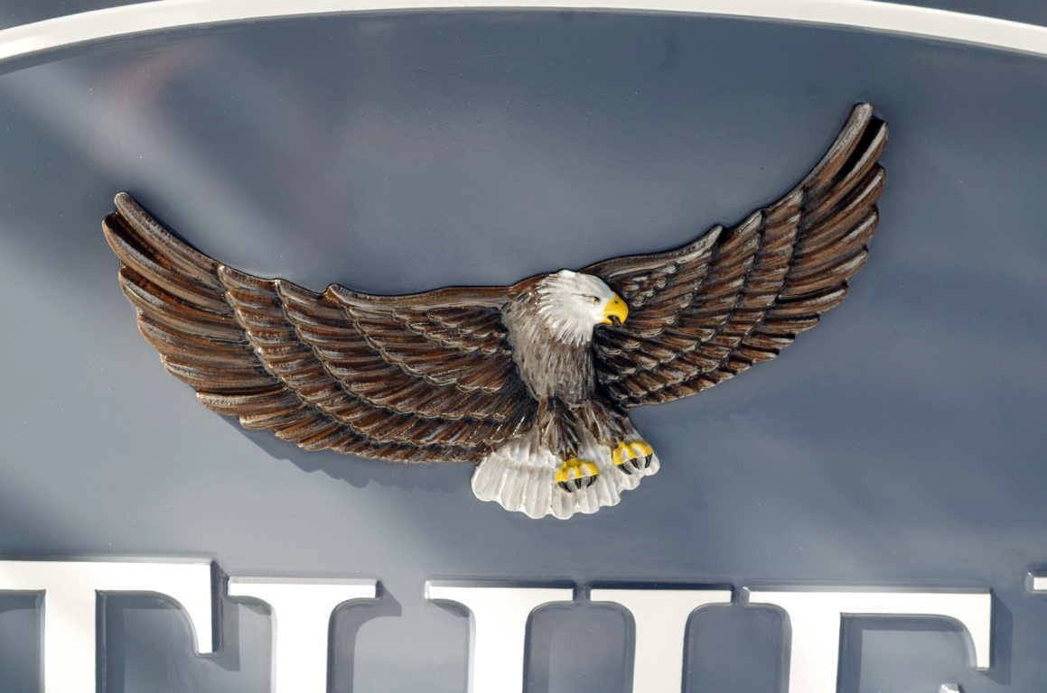 Custom Carved Family Name sign with Established year and Eagle image (LN50) - The Carving Company