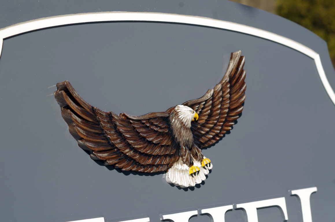 Custom Carved Family Name sign with Established year and Eagle image (LN50) - The Carving Company