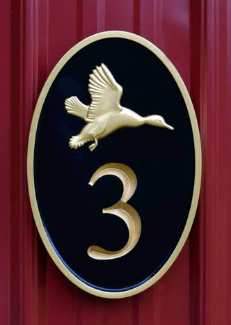 NEW! - Oval sign with Realistic Flying Duck  front view (A179) 