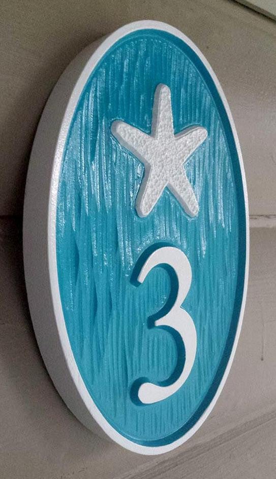 Carved Street Address plaque / House number with whale or other sea image (A24) - The Carving Company