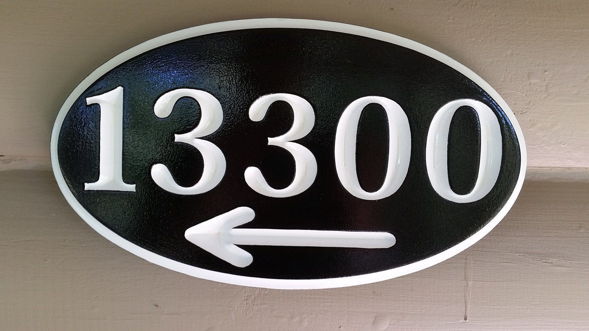 Custom Carved House Marker Plaque- Street address Sign with Directional arrow (A158) - The Carving Company